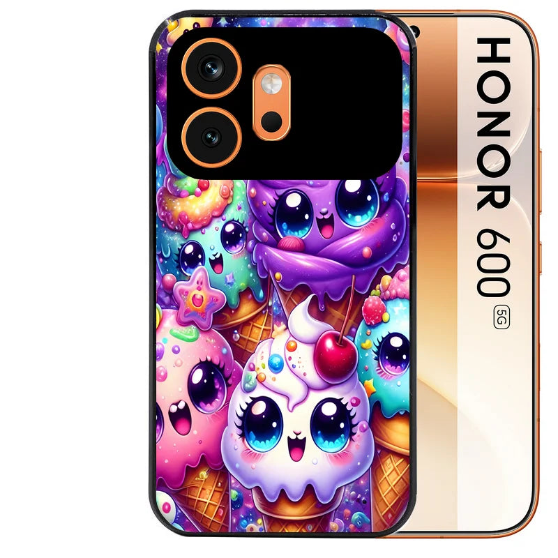 Coque noire taperso pour Honor 600 et 600 PRO avec motif anime ice cream kawaii protection antichoc personnalisée