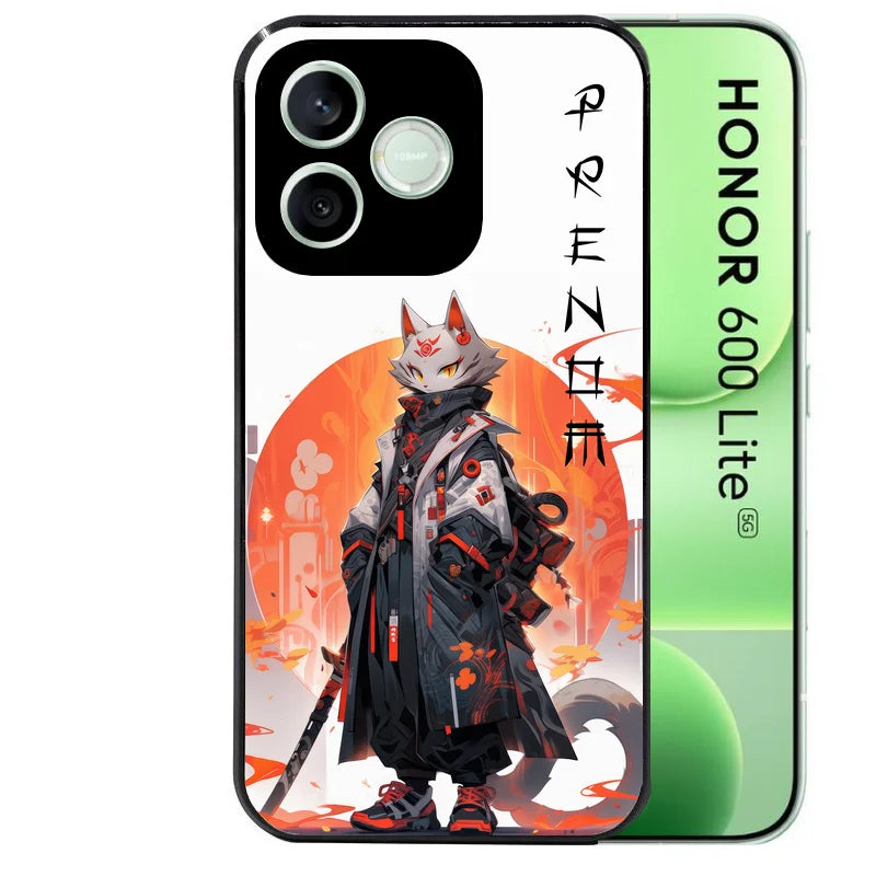 Coque noire pour Honor 600 LITE avec motif anime chat japan personnalisée protection antichoc personnalisée