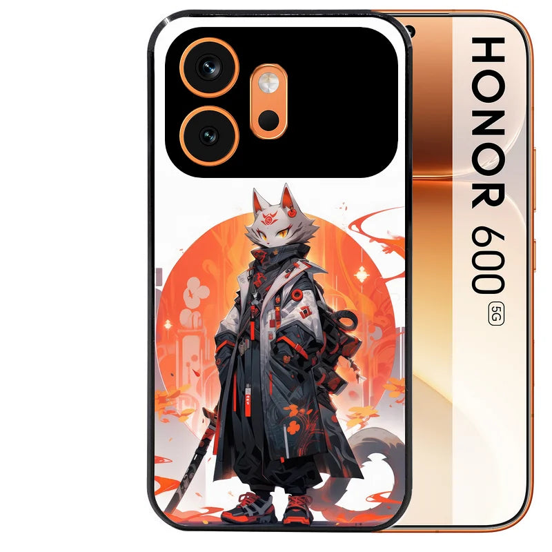 Coque noire taperso pour Honor 600 et 600 PRO avec motif anime chat japan protection antichoc personnalisée
