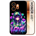 Coque noire taperso pour Honor 600 et 600 PRO avec motif anime manga et love protection antichoc personnalisée
