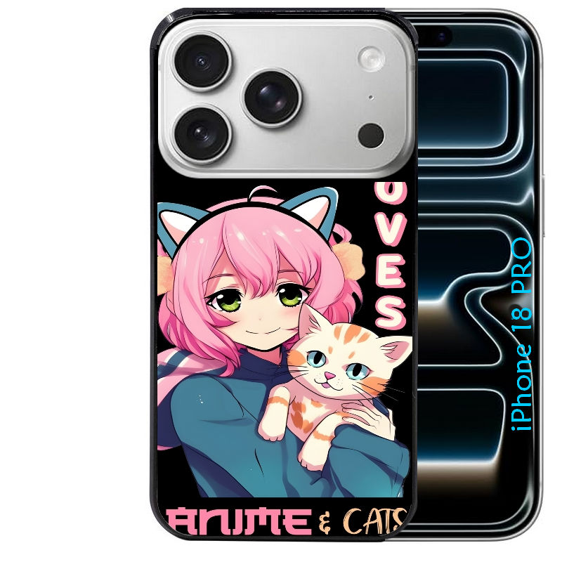 Coque pour Iphone 18 / PRO / PRO MAX / 18E anime et chat