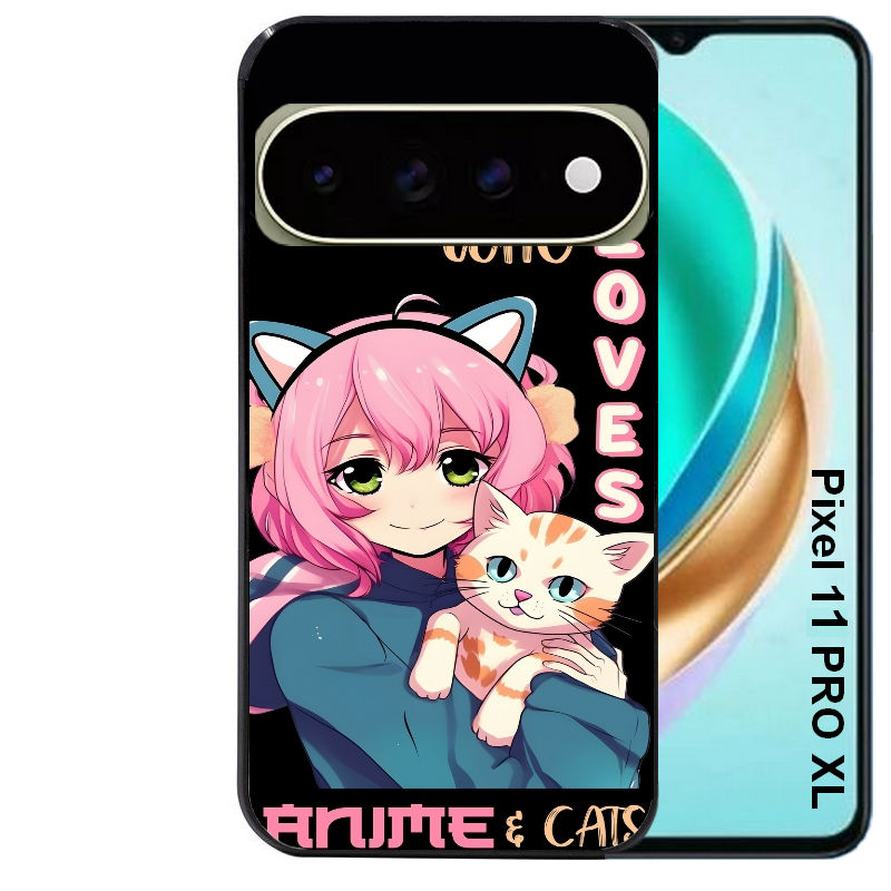 Coque pour Pixel 10 / 11 / PRO / XL anime et chat