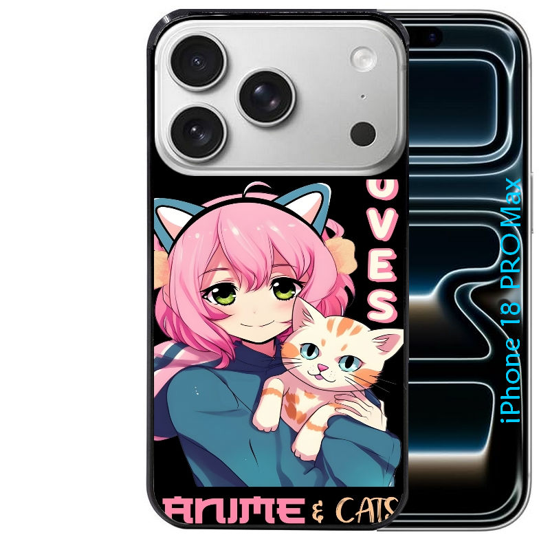 Coque pour Iphone 18 / PRO / PRO MAX / 18E anime et chat