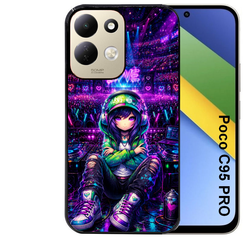 Coque pour POCO C95 PRO anime manga et love DJ