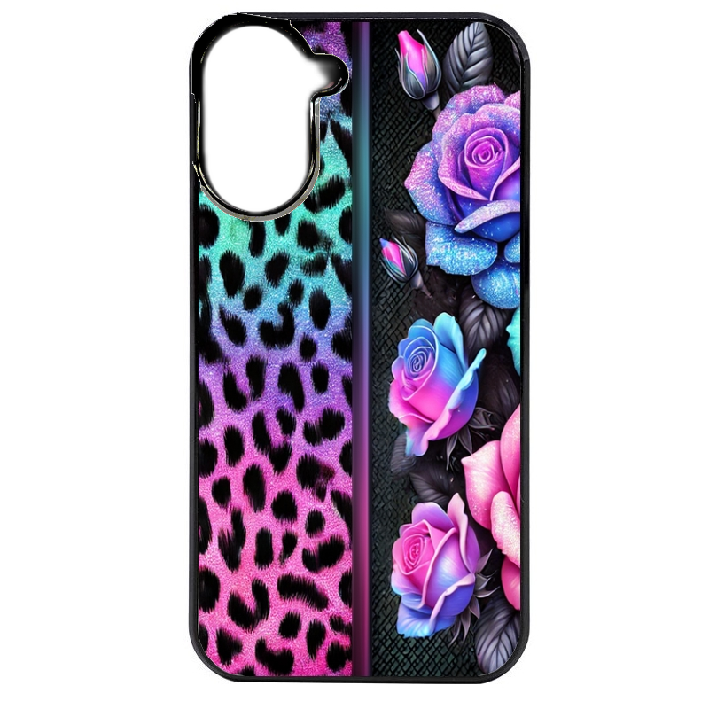 Coque noire taperso pour POCO C71 4G avec motif leopard et fleur protection antichoc personnalisée