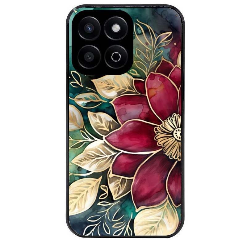 Coque noire taperso pour Honor 70 LITE 90 et LITE avec motif fleur poinsettia style noel protection antichoc personnalisée
