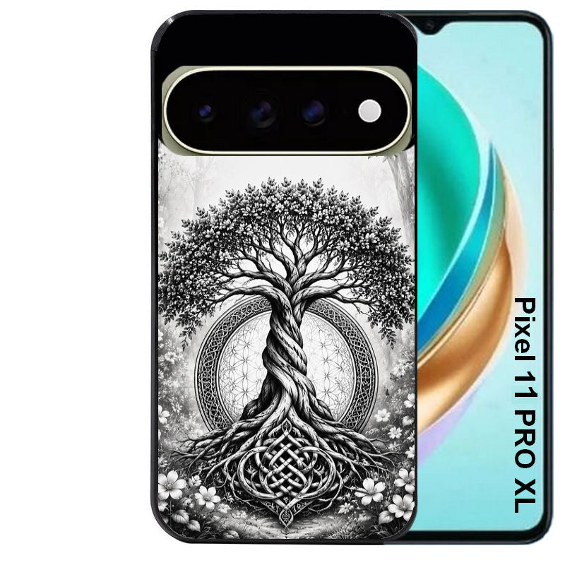 Coque pour Pixel 10 / 11 / PRO / XL arbre de vie fleur