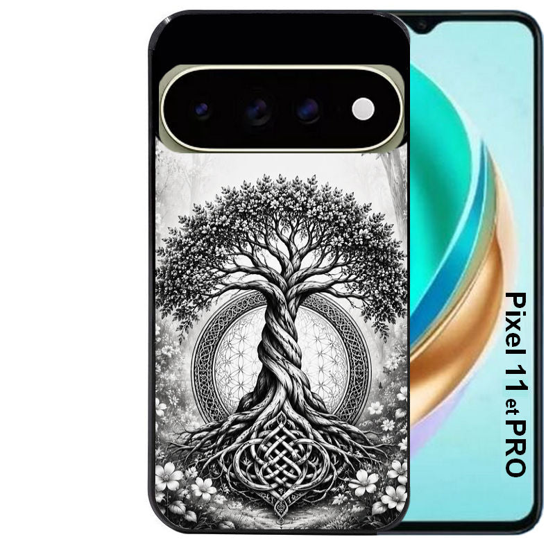 Coque pour Pixel 10 / 11 / PRO / XL arbre de vie fleur