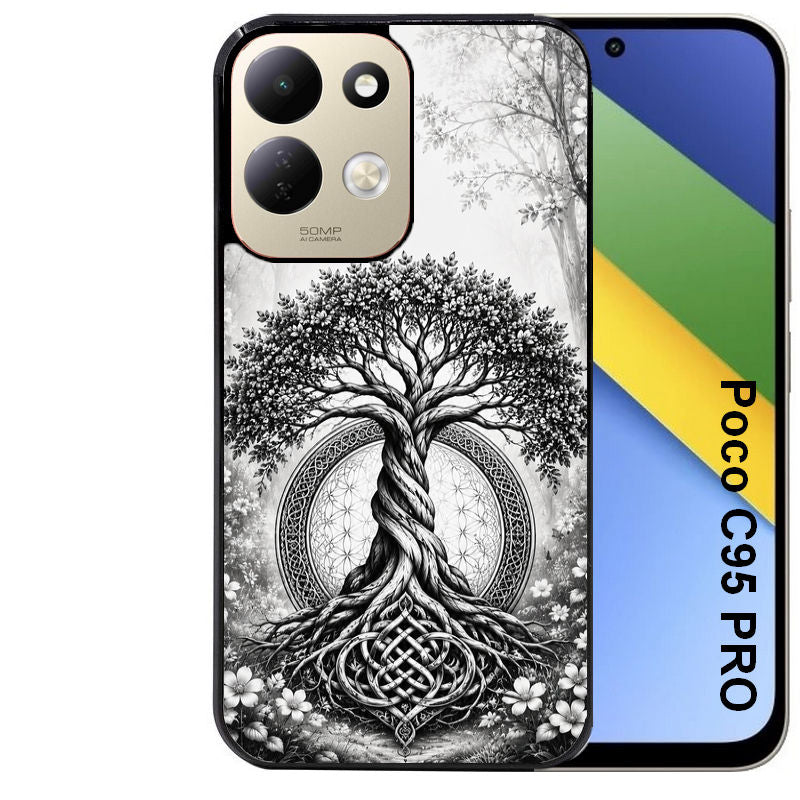 Coque pour POCO C95 PRO arbre de vie fleur