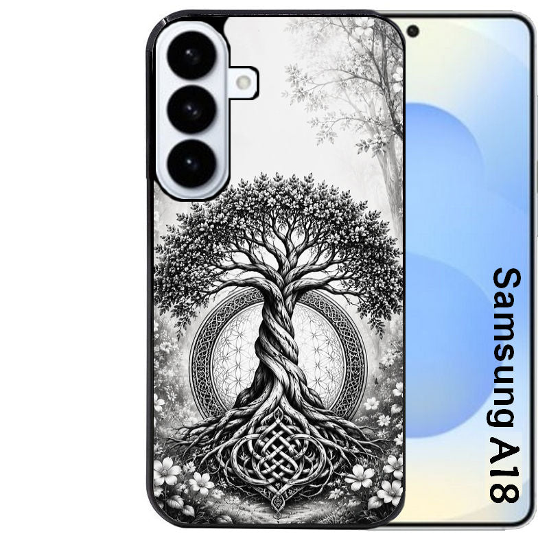 Coque pour Galaxy A08 A18 A28 A38 A58 arbre de vie fleur
