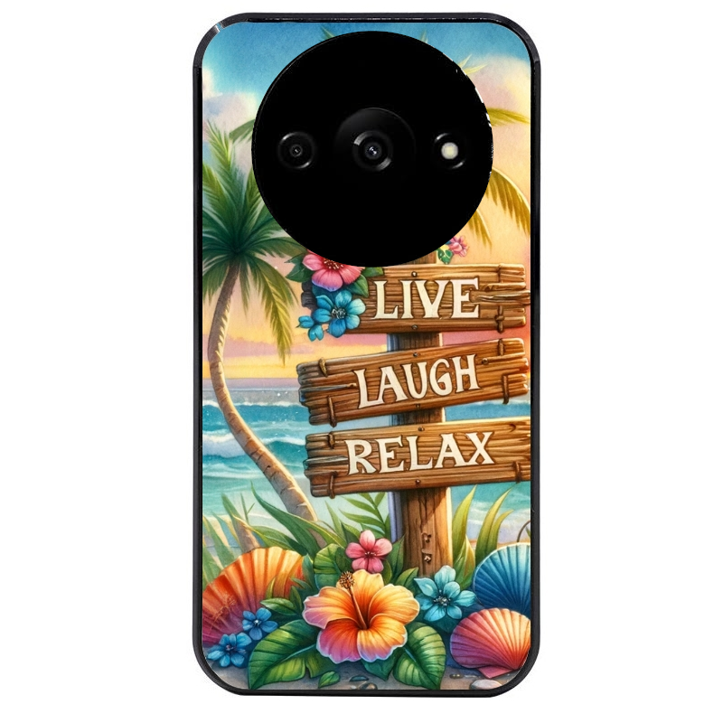 Coque noire taperso pour Redmi A3 avec motif tropical vacances protection antichoc personnalisée