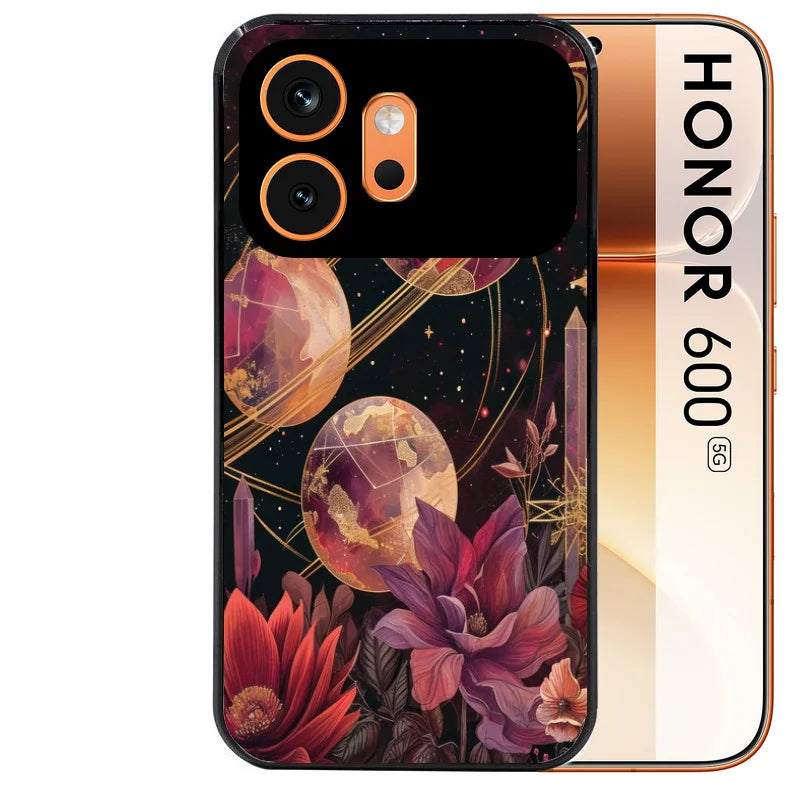 Coque noire taperso pour Honor 600 et 600 PRO avec motif astro et fleurs protection antichoc personnalisée