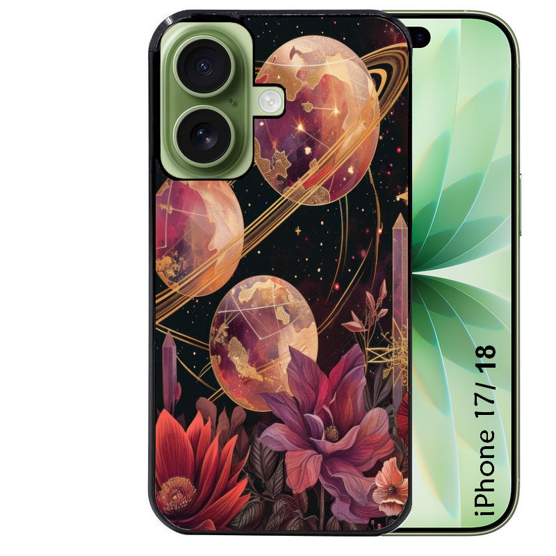 Coque pour Iphone 18 / PRO / PRO MAX / 18E astro et fleurs