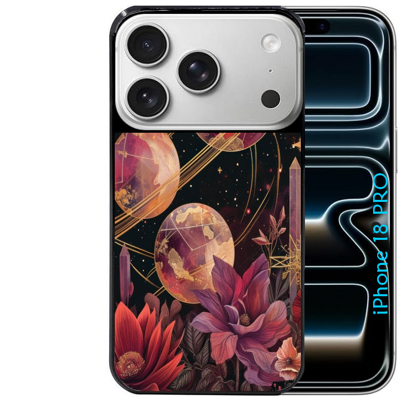 Coque pour Iphone 18 / PRO / PRO MAX / 18E astro et fleurs