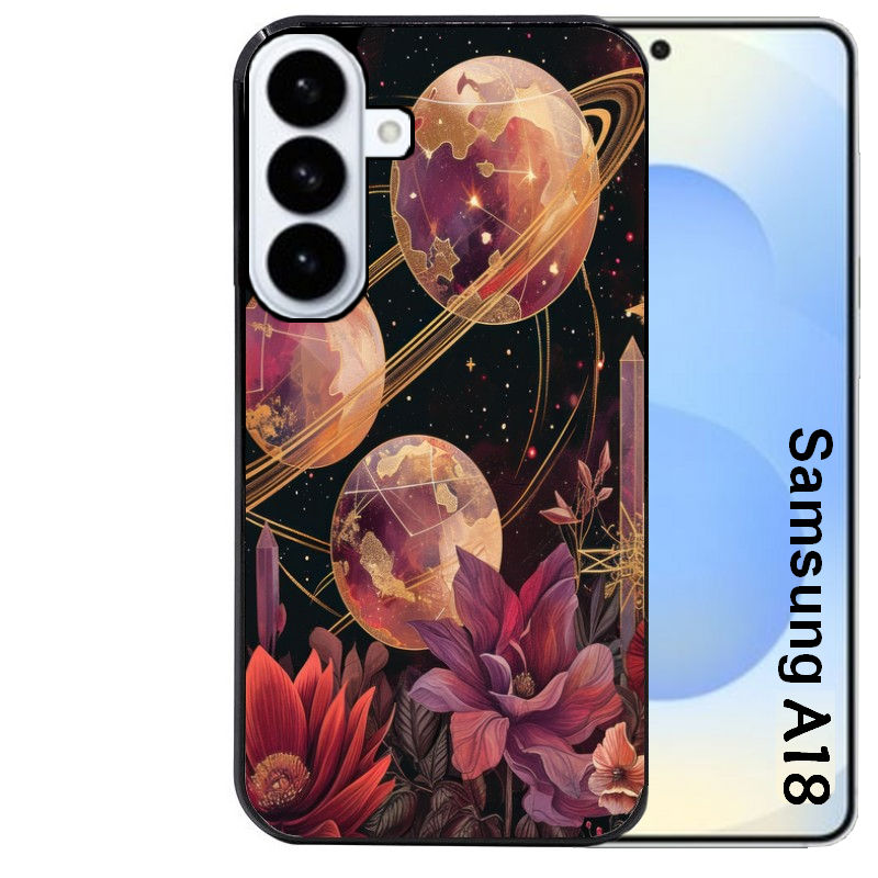 Coque pour Galaxy A08 A18 A28 A38 A58 astro et fleurs