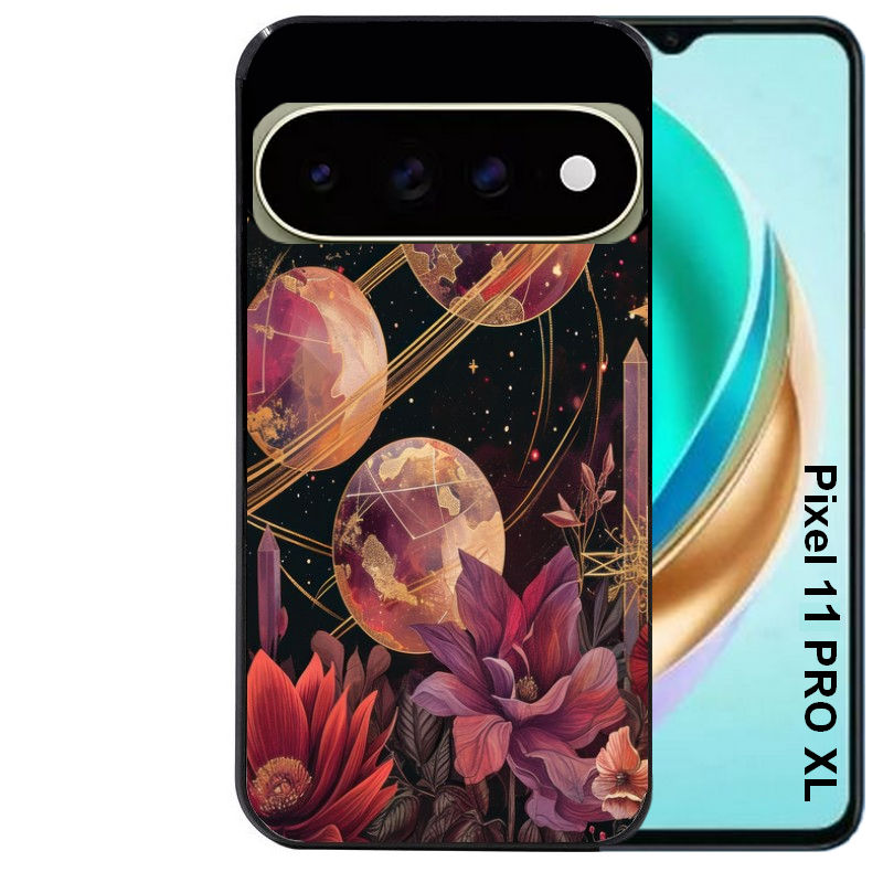 Coque pour Pixel 10 / 11 / PRO / XL astro et fleurs