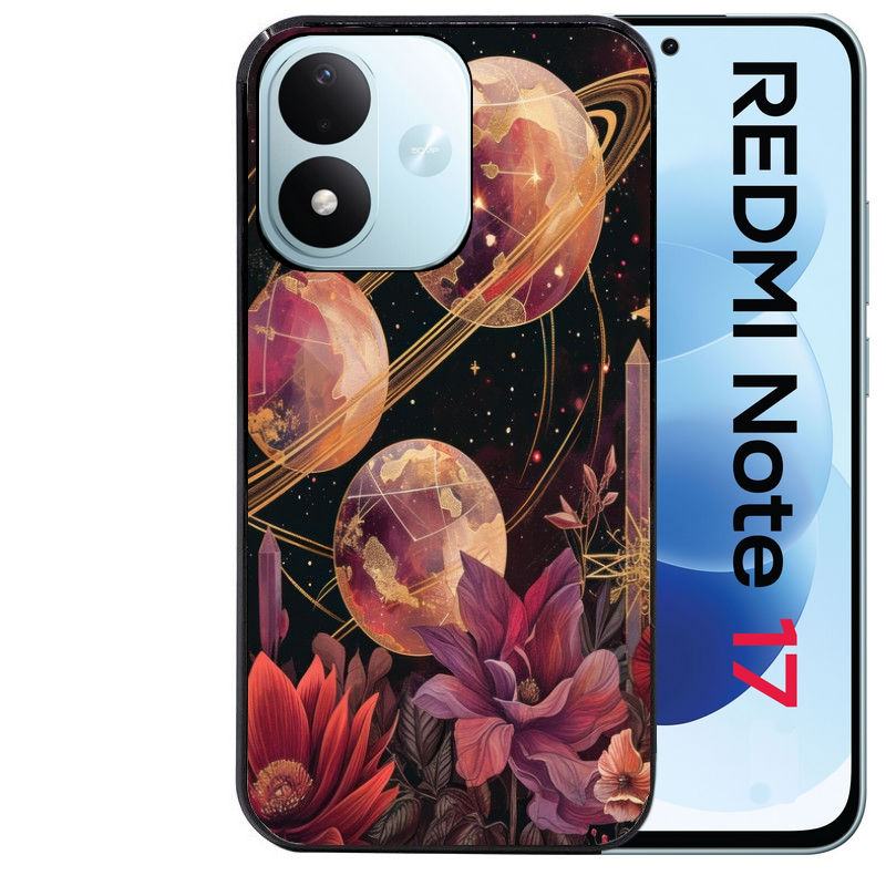 Coque pour Redmi Note 17 et PRO 4G 5G Max astro et fleurs