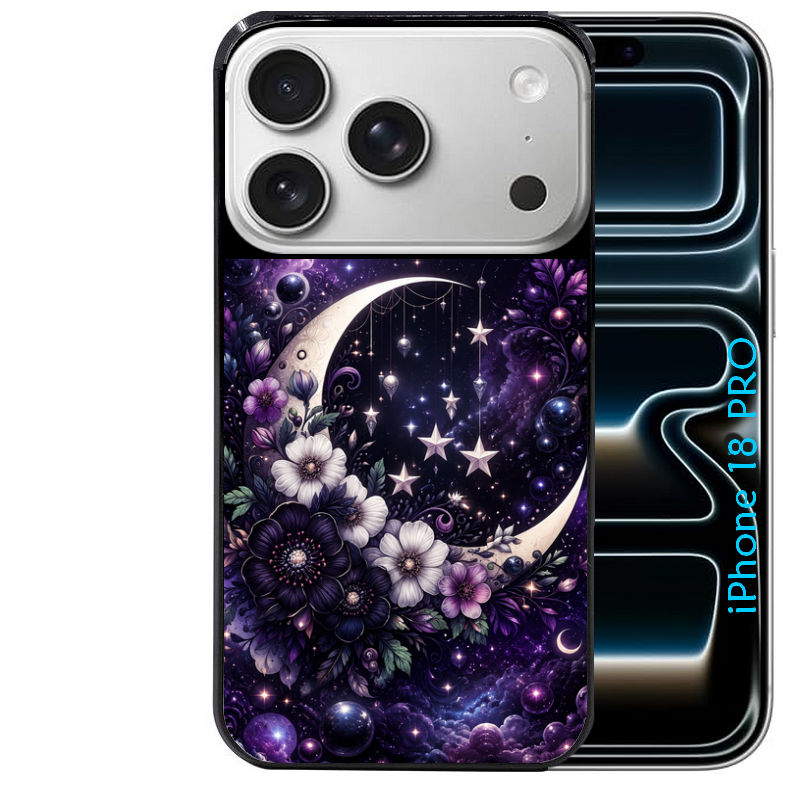 Coque pour Iphone 18 / PRO / PRO MAX / 18E astro et lune violet
