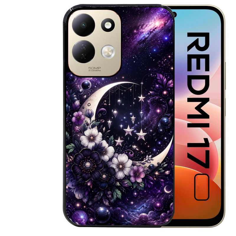 Coque pour Redmi 17 et 17C 4G 5G astro et lune violet
