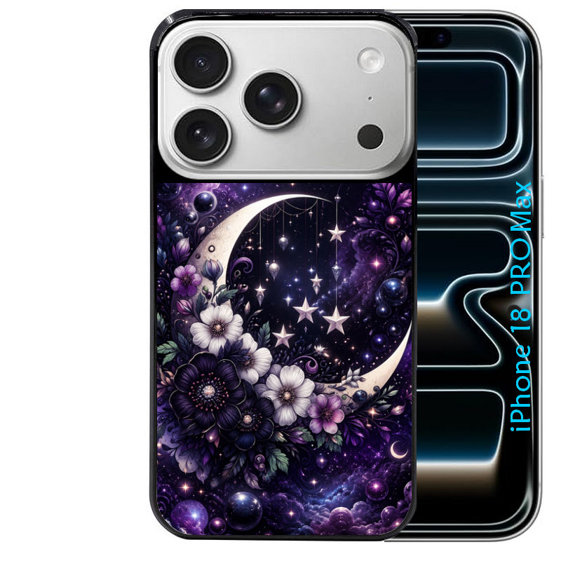 Coque pour Iphone 18 / PRO / PRO MAX / 18E astro et lune violet