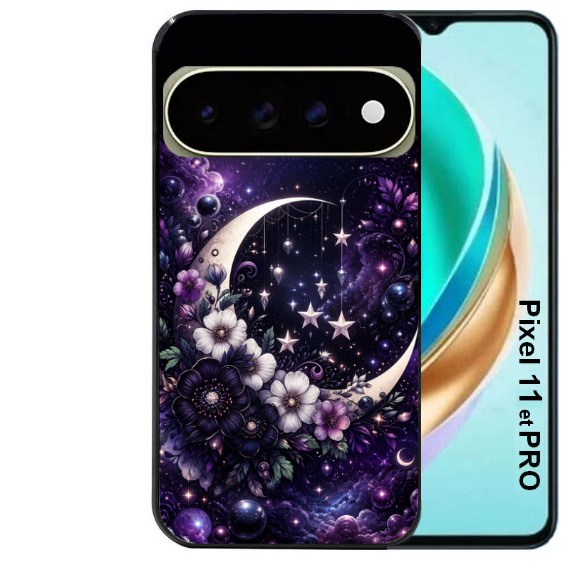 Coque pour Pixel 10 / 11 / PRO / XL astro et lune violet