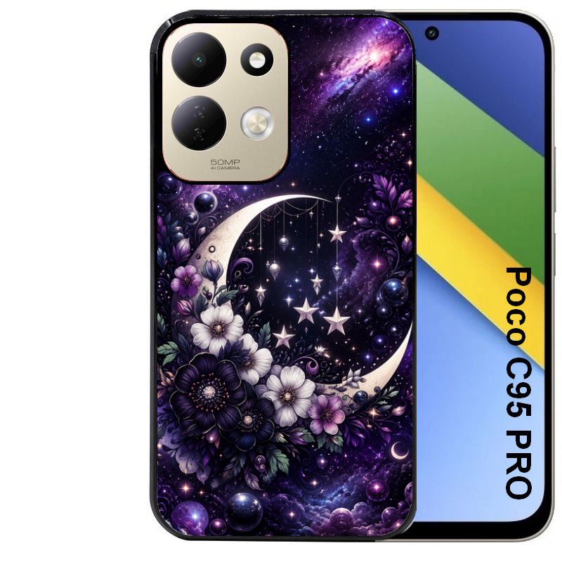 Coque pour POCO C95 PRO astro et lune violet