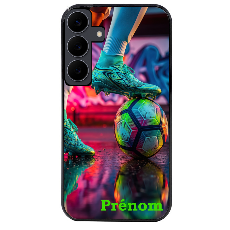 Coque noire taperso pour galaxy A06 A16 A26 A36 A56 avec motif foot controle personnalisee protection antichoc personnalisée