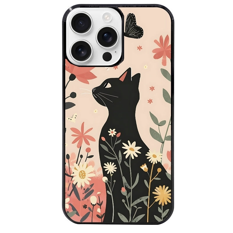 Coque noire taperso pour Iphone 16 16E PLUS MAX PRO avec motif chat papillon 1 protection antichoc personnalisée