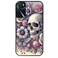 Coque noire taperso pour OPPO A16 et A16S avec motif tete de mort pastel protection antichoc personnalisée