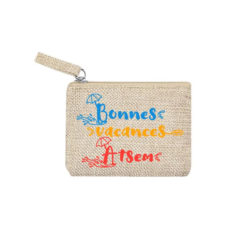 Chaussette courte atsem vacances disponible en blanc, rose, vert, jaune, violet et bleu