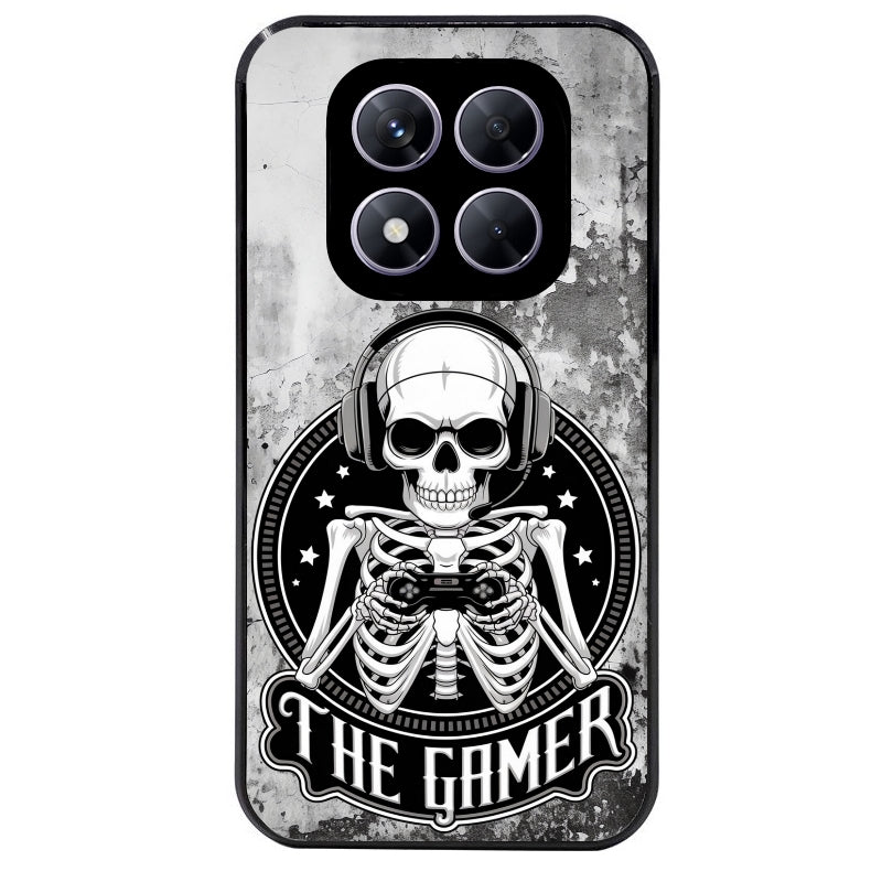 Coque noire taperso pour Redmi Note 14 et PRO PLUS 4G 5G avec motif tete de mort gamer beton protection antichoc personnalisée