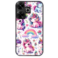 Coque noire taperso pour POCO M6 4G avec motif licorne arc en ciel protection antichoc personnalisée