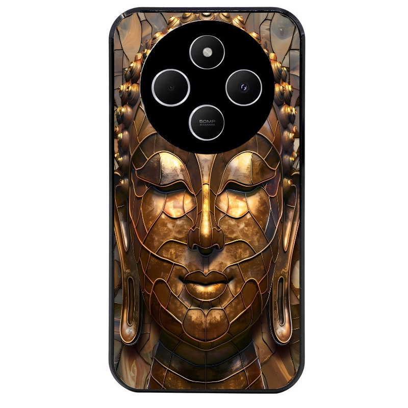Coque noire taperso pour POCO C75 avec motif bouddha et mosaique protection antichoc personnalisée