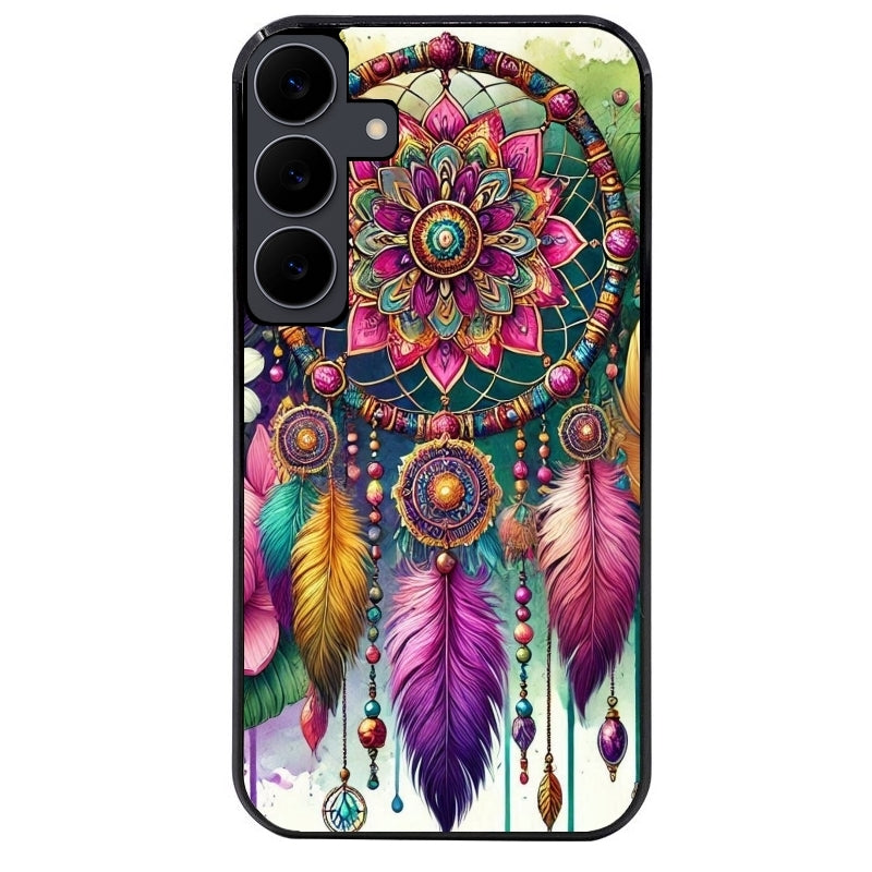 Coque noire taperso pour galaxy A06 A16 A26 A36 A56 avec motif dreamcatcher et mandala protection antichoc personnalisée