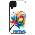 Coque noire taperso pour galaxy A22 A32 A52 A52S 4G 5G  avec motif tennis raquette personnalisee protection antichoc personnalisée