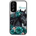 Coque noire taperso pour OnePlus Nord 5 avec motif cheval et fleurs personnalisee protection antichoc personnalisée