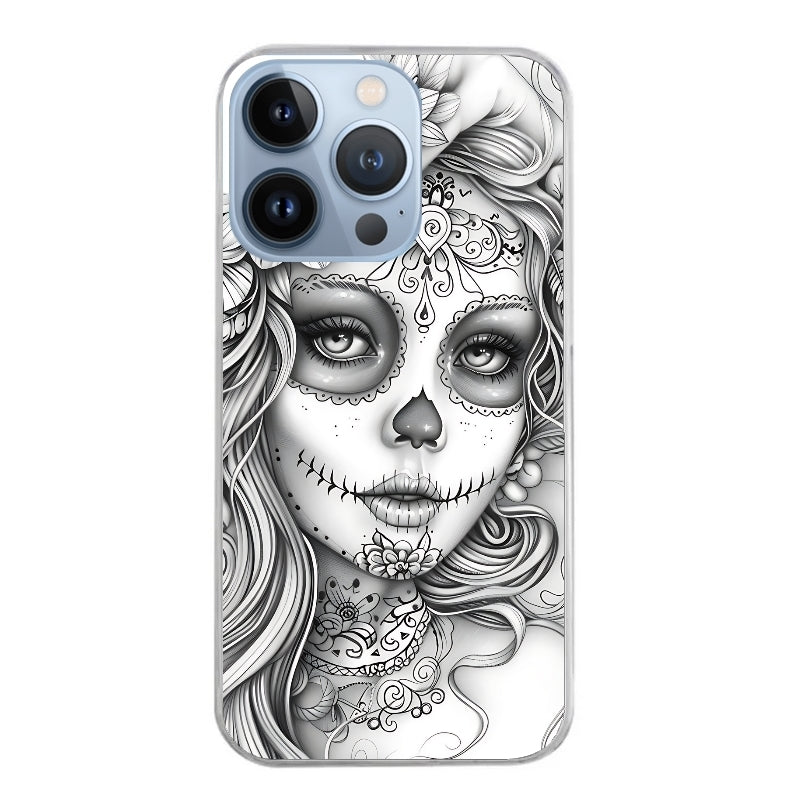 Coque taperso pour Iphone 12 et PRO MINI PRO MAX avec motif mort calavera tatoo protection antichoc personnalisée