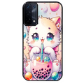 Coque noire taperso pour OPPO A54 et A74 5G avec motif chat bubble style manga protection antichoc personnalisée