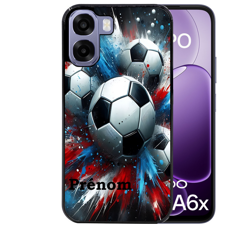 Coque noire taperso pour OPPO A6 A6X 4G et 5G avec motif foot tricolore personnalisee protection antichoc personnalisée