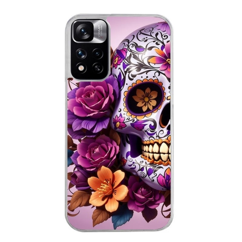 Coque taperso pour Redmi Note 10 4G 5G PRO 10S avec motif tete de mort calavera violette protection antichoc personnalisée
