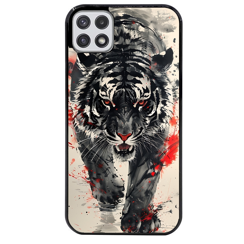 Coque noire taperso pour galaxy A22 A32 A52 A52S 4G 5G  avec motif tigre japan protection antichoc personnalisée