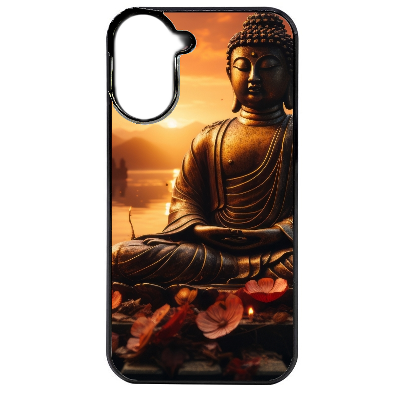Coque noire taperso pour POCO C71 4G avec motif bouddha et soleil protection antichoc personnalisée