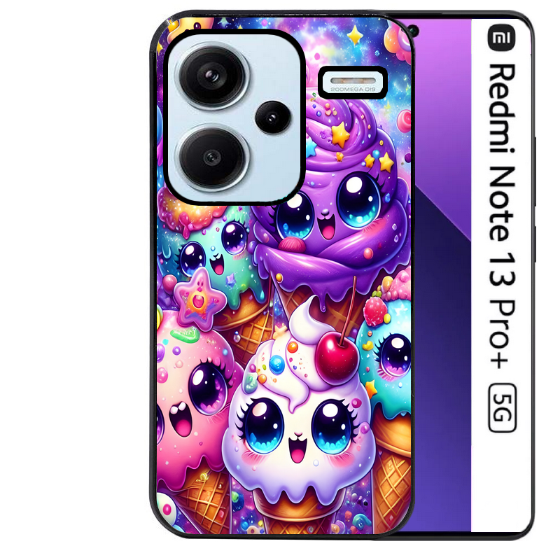 Coque noire taperso pour Redmi Note 13 PRO PLUS 5G avec motif anime ice cream kawaii protection antichoc personnalisée