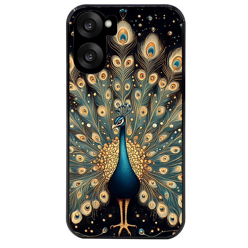 Coque noire taperso pour OnePlus Nord CE5 avec motif paon mandala protection antichoc personnalisée