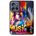 Coque noire taperso pour Moto Edge 60 et Neo Fusion Pro avec motif anime manga et music protection antichoc personnalisée