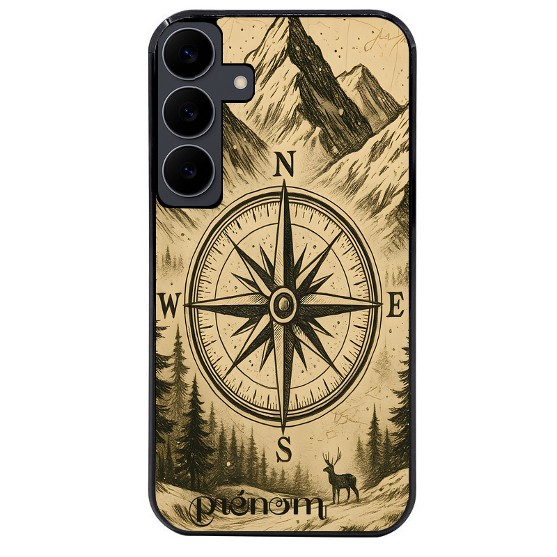 Coque noire taperso pour galaxy A06 A16 A26 A36 A56 avec motif voyage et boussole protection antichoc personnalisée