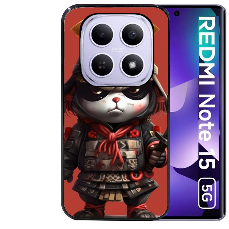 Coque noire taperso pour Redmi Note 15 et PRO PLUS 4G 5G avec motif panda et samourai protection antichoc personnalisée