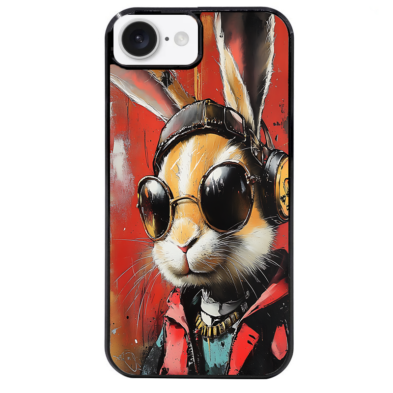 Coque noire taperso pour Iphone 16 16E PLUS MAX PRO avec motif lapin tag protection antichoc personnalisée