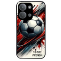 Coque noire taperso pour POCO C85 avec motif ballon foot avec prenom protection antichoc personnalisée