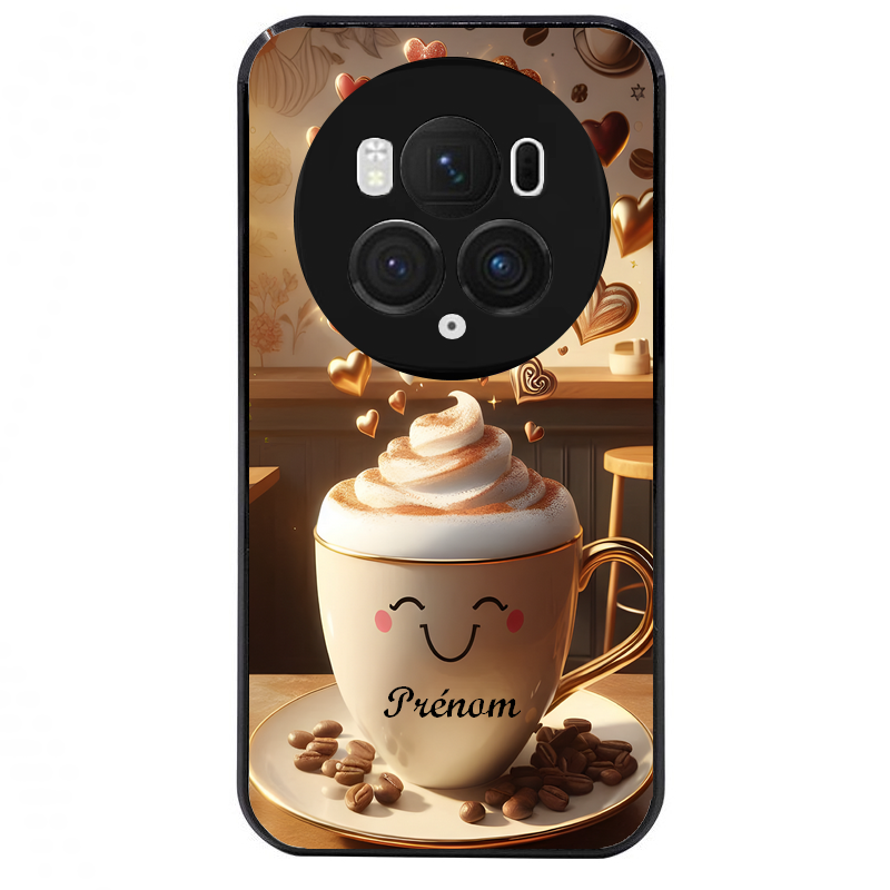 Coque noire taperso pour Magic 5 6 LITE et PRO avec motif cafe love morning personnalise protection antichoc personnalisée